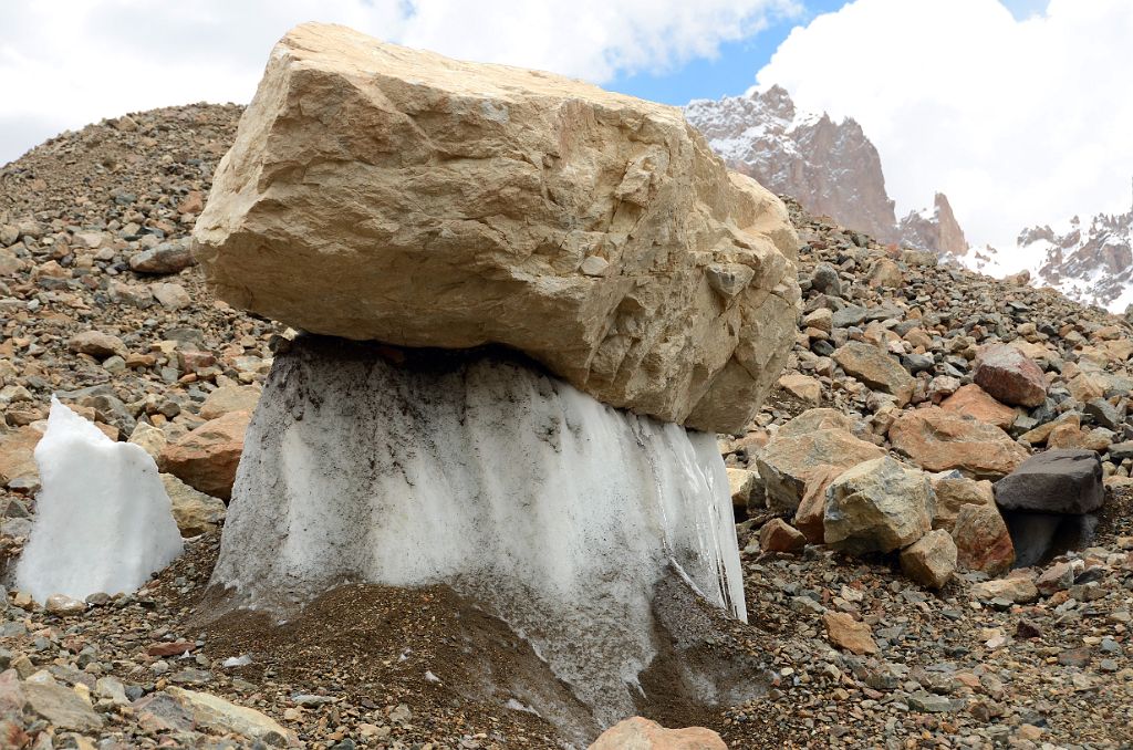 20 Huge Rock Balanced Precariously On An Ice Penitente On The Gasherbrum North Glacier In China